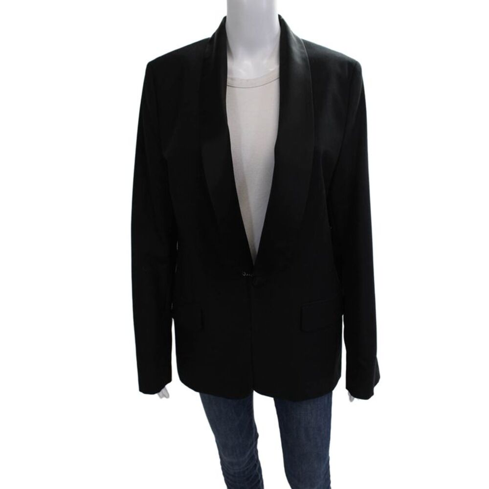 Viktor And Rolf Womens Black Basic Jacket Button Long Sleeve Polyester Size 14